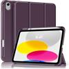 MoKo Custodia Sottile per iPad A16 11, iPad 11a/10a Gen, Viola Scuro | Con Soporte de Lápiz, Per iPad 2025/2022 Modello, Cubierta Trasera Rígida de PC, Trifold, Auto Sveglia/Sonno