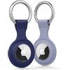 Vancle Custodia per ciondolo Apple AirTag con portachiavi, in silicone, portatile, antiurto, ciondolo Airtag per chiavi, valigia, collare per cani per bambini (blu/grigio/blu)
