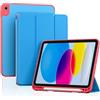 ProCase Cover Per iPad A16 11 Gen 11 Pollice 2025/10 Gen 10.9 Pollice 2022 | con Full Camera Protezione Morbida TPU Copertura Posteriore -Rosso Blu
