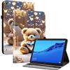 Mldjomid Custodia Protettiva Compatibile con Huawei Mediapad M5 Lite 10 Flip in Pelle PU Cover con Supporto e Slot per Scheda per MediaPad M5 lite/ C5 10.1 Tablet Case (Orso di Diamante)