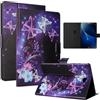 LSPCASA Protettiva Cover Compatibile Con Samsung Galaxy Tab A 10.1 (2016) Pollici PU Materiale Cover Tab A6 2016/T580/T585 Con Slot Per Carte TPU Custodia, Farfalla viola