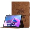Oduio Custodia per Lenovo Tab P11 (2nd Gen) 2022 11.5 Pollici Cover in Pelle PU Case Coperchio Multi-Angli Supporto Pieghevole Cover Protettiva con Chiusura Magnetica,Auto Sveglia/Sonno-Marrone