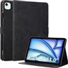 Vaitasy Custodia per iPad Air 11 2025/2024: Design Elegante Monocolore Business con Pencil Holder e Supporto Pieghevole per Ufficio - Nero