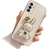 Tivenfezk per Samsung Galaxy A03S Coniglio Nascosto Cavalletto Custodia,Donne Uomini Ragazze Sottile Morbido Placcatura Coniglietto Cuore Pieghevole Supporto TPU Flessibile Cover