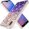 Gypsophilaa Cover Huawei P20 Lite/Nova 3E Custodia, Lyzwn 3D Glitter Liquido Sabbie Mobili Trasparente Morbido TPU Silicone Custodia per P20 Lite/Nova 3E Brillantini Sequin PC Posteriore Protettiva Case