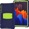 MUDASANQI Custodia per Samsung Galaxy Tab S7 FE/ S8 Plus/S7 Plus 12,4, ibrida, antiurto, robusta, custodia protettiva per Tab S8 Plus/S7 FE 5G, con portamatite, cavalletto in silicone (giallo verde)