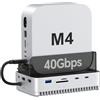 Qwiizlab Mac mini M4/M4 Pro Stand Hub con alloggiamento SSD NVMe da 40 Gbps, docking station con 2 USB-A 10 Gbps, lettori di schede TF/SD 4.0 312 MB/s, USB-A 2.0, compatibile con M.2 PCIe fino a 8 TB