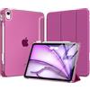 MoKo Cover per iPad Air 11 Pollici (M4/M3/M2) 2026/2025/2024 con Portapenna | Cover per iPad Air 5a/4a Gen 10,9 2022/2020, Custodia iPad Air Trifold Sottile Leggera con Retro PC Rigido Traslucido,Fucsia