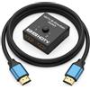 QGECEN Switch HDMI Bidirezionale con Cavo 1m, 2 In 1 Out / 1 In 2 Out | Switch HDMI 2 porte, 4K, sdoppiatore HDMI, selettore manuale, metallo; per Sky Q, PS4, Xbox, Fire Stick, TV, monitor