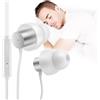 AGPTEK Cuffie per Dormire Cancellazione del Rumore,Microfono e Volume | Auricolari in Morbido Silicone con Jack 3,5mm per Sonno,Sport e Relax - Bianco