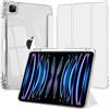 EspZanthic Custodia per iPad Pro 12,9 Pollici (2022/2021/2020/2018) con Portapenne, Chiaro Trasparente Retro Conchiglia Sottile Antiurto Tablet Cover, Auto Sveglia/Sonno, Argento