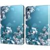 CLM-Tech Custodia compatibile con Samsung Galaxy Tab A9+ / A9 Plus 11 pollici 2023 - Case Supporto morbido TPU Gomma Cover Portafoglio con Slots e Chiusura Magnetica - Fiori di Prugna Blu