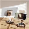 Generic Supporto da scrivania pieghevole doppio, regolabile, supporto per telefono cellulare, girevole a 360°, con base a disco in legno, per iPhone 17, 16, 15 Pro Max e tutti gli smartphone, oro/nero