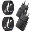 TYW 25W Caricatore USB C Rapido 2Pack con Tipo C Cavo di 2 m per Samsung/iPhone | TYW Adattatore USB C per Samsung Galaxy S25/S24/S23/S22/S21 Ultra/S20/S20+/Note 20/10/9/8/A73/A53/A52/S10, Tab