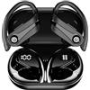 Waillynice Auricolari Bluetooth 5.4 aperti, cuffie wireless 2024, microfono integrato con ganci per le orecchie, 50 ore di autonomia, display a LED, custodia di ricarica, design impermeabile (Q63-3 blu)