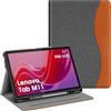 FINTIE Custodia Compatibile con Lenovo Tab M11 (TB330) 11 Pollici 2024 | con Portapenne - Multi-angli Leggero Morbida TPU Cove, Auto Sonno/Sveglia, Grigio/Marrone