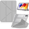 HeeYeal Custodia per Xiaomi Redmi Pad 2 Pro 12,1 Pollici 2025 (Grigio) | oer Xiaomi POCO Pad M1 PC Trasparente + Pelle PU con Portapenne Angolazioni Multiple Auto Wake/Sleep Antiurto Case Cover