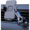 Generic Supporto per telefono da auto con design a 3 punti, rotazione completa a 360°, braccio estensibile e gancio in metallo, smartphone
