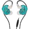 Yinyoo KBEAR - Auricolari in-ear Storm 1DD, cavo professionale, suono cristallino, jack 3,5 mm, per musicisti e cantanti (verde trasparente, con microfono)