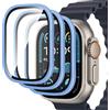 MONASAY Confezione da 3 pellicole protettive per Apple Watch Ultra 2/1 (2024/2023/2022), pellicola in vetro temperato con telaio in lega di alluminio, protezione di grado militare, anti-caduta,