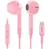LUDOS FEROX Cuffie USB C, Garanzia 5 Anni, Auricolari USB C In-Ear per iPhone 16 15 Pro Max Plus iPad, Cuffie Type C con Microfono per Samsung Galaxy S24 S23 Ultra S22 S21 FE S20 3 4 A53 A54 - Rosa