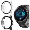 ZoRoll Custodia Compatibile con Garmin Forerunner 965, [2 Pezzi] Custodia Protettiva Completa con Pellicola di Vetro, Copertura Completa 9H, durezza PC, con Garmin Forerunner 965 - Trasparente+Nero