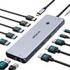 MOKiN Docking station USB C, docking station triplo display, 3 monitor | Hub USB C con 2 HDMI, DisplayPort, ricarica PD da 100 W, 6 porte USB, Ethernet, audio, USB C dongle per MacBook/Dell/HP