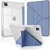 MuyDouxTech MuyDoux Custodia per iPad Pro 11 Pollici 2022/2021/2020/2018 (4ª/3ª/2ª/1ª Generazione) con Portapenna, Supporto Verticale e Orizzontale, Cover Retro Trasparente Antigiallo Antiurto, Grigio Lavanda