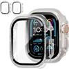 Generic Protezione per schermo per Apple Watch Ultra/2/3, custodia da 49 mm, copertura completa in PC resistente ai graffi con paraurti in vetro temperato per iWatch Ultra 49 mm, accessorio, confezione da 2