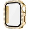 Generic Custodia protettiva a doppia fila diamantata compatibile con Apple Watch 46, 45, 44, 42, 41, 40 mm, con pellicola protettiva integrata per lo schermo per serie 11/10/9/8/7/6/5/4/3 (oro, serie 7/8/9