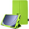 TECHGEAR Custodia in pelle per Samsung Galaxy Tab A9 8,7 (SM-X110 / SM-X115) Premium PU pelle sottile Folio Stand Case Cover con cinturino da polso [verde]