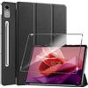 Rojeuinn Cover per Lenovo Tab P12 custodie+1 Pezzi Vetro Temperato,Gomma Protezione Protettivo,Ultra Sottile Antiurto Anti-Graffio TPU Flessibile Case-Nero