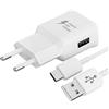 PUQAKE 15W Caricatore Caricabatterie con 1.5M Cavo USB C per Samsung Cellulare | Presa Carica Alimentatore USB Spina per Samsung Galaxy S24 S23 S22 S21 S20 S10 S9 S8 Plus A17 A16 A13 A36 A52s A55 A56 A57