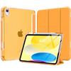 MoKo Cover per iPad (A16) 11a Generazione 11 Pollici, iPad 10a Gen 10,9 | Custodia per iPad 11/10,9 2025/2022 con Portapenna, Cover Trifold Sottile Leggera con Retro PC Rigido Traslucido, Papaia