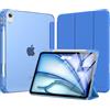 MoKo Cover per iPad Air 11 Pollici (M4/M3/M2) 2026/2025/2024 con Portapenna | Cover per iPad Air 5a/4a Gen 10,9 2022/2020, Custodia iPad Air Trifold Leggera con Retro PC Rigido Traslucido, Blu Cobalto