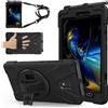 TECHGEAR X-Case - Custodia per Samsung Galaxy Tab Active 5/3 da 8 (SM-X300/X306/SM-T570/T575), resistente, resistente, antiurto, con supporto girevole a 360°, tracolla e mano, colore nero