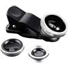 Generic Accessorio universale per obiettivo fotocamera - 180° Fisheye + Macro & Grandangolo 3 in 1 Clip-On Lens per smartphone, copriobiettivo fotocamera adatto per iPhone e Android, argento