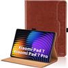 Oduio Custodia per Xiaomi Pad 7 / Xiaomi Pad 7 Pro (2025) 11.2 Pollici Pelle Tablet Case, Multi-Angli Supporto Pieghevole Cover Protettiva con Tasca,Auto Sveglia/Sonno - Marrone