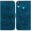 BLOTECH Cover per Huawei P Smart 2019/Honor 10 Lite, Floreale Custodia Portafoglio a Libro in Pelle Flip Cover con Porta Carte, Chiusura Magnetica [Disegni di Floreale] Case Antiurto,Blu
