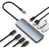 Diliichar Hub USB C 8 in 1, Adattatore Multiporta USB C con Uscita Video 4K@60Hz,Trasferimento Dati 10 Gbps, Ricarica PD 100W, 3 USB-C e 3 USB-A, per MacBook Pro/Air, iPad Pro e Laptop