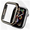 Generic Pellicola protettiva in vetro temperato per Apple Watch serie SE 11 10 9 8 7 6 5 4 40 mm 44 mm 41 mm 45 mm 49 mm 42 mm 46 mm custodia protettiva paraurti impermeabile per iwatch. (45 mm, nero/oro)