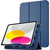 TiMOVO Cover per iPad A16 11 Pollici/iPad 10 Gen 10,9, Grigio Blu | Folio Intelligente, Custodia Protettiva Sottile Trifold Magnetico, Funzione Auto Sveglia/Sonno