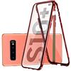 HaptiCase Cover per Samsung Galaxy S10 Plus Magnetica Adsorbimento Tech Custodia Anteriore e Posteriore Trasparente Vetro Temperato Case Metallo Alluminio 360 Gradi Full Body Protezione Case - Rosso