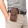 yiokeo Waist Belt Cell Phone Pouch,Multi-Pocket PU Leather Holster with Card Holder,Universal Vertical Waist Phone Pack, Walking,Travel,Outdoor Activities,Work (Brown)