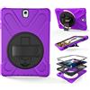 ZiHang Custodia Galaxy Tab S3 9.7, Ibrida Antiurto Tre-Strati Cover Silicone + PC Protettiva Case con Supporto Girevole 360°, Cinturino a Mano per Samsung Galaxy Tab S3 9.7 T820 T825 (Viola)