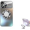 BreWel Curranet Lens Protection Hard Case for iPhone,Magnetic Charging Aluminum Metal Bumper Shell,Anti-Fingerprint Matte Shell,For iPhone16/15/14/13pro Max (Gray,For iphone 16 Pro max)