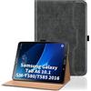 Oduio Custodia per Samsung Galaxy Tab A6 10.1 Pollici 2016 SM-T580/T585 Cover in Pelle PU Case Tablet con Tasca, Portapenne Multi-Angli Supporto Covers,Nero Opaco