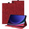 Auslbin Custodia per tablet Samsung Galaxy ab S9 Ultra Tab S8 Ultra, Pelle PU goffrata a farfalla con funzione supporto, per Samsung Tab SM-X910B X900 Custodia, Rosso