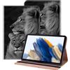 BOLELAW Custodia per Samsung Galaxy Tab A7 Lite 8.7 pollici 2021 (SM-T220/T225) Custodia a libro in pelle PU con portapenne, slot per carte di credito, funzione leggio per Galaxy Tab A7 Lite, leone