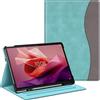 FINTIE Custodia per Lenovo Tab P12 12,7 Pollici TB370FU 2023 con Portapenne | [Multi-angli] Leggero Stand Cover Protettiva Case con Pocket e Auto Svegliati/Sonno, Turquoise/Marrone